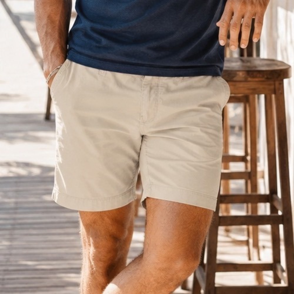 Faherty Brand All Day Shorts Mens 32 Khaki Tan Organic Cotton Tencel Chino CR4